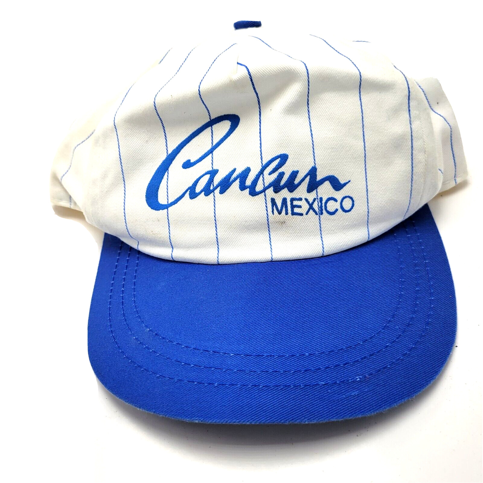 Cancun Mexico Pinstripes Souvenir Hat Cap White Used … Gem
