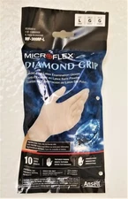 LATEX EXAM GLOVES Microflex MF300RP-L  - Powder Free - Bag of 10 - size:Large 