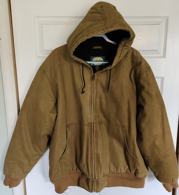Cabelas 921806 Brown Duck Flannel Lined Zip Hood Workwear Active Jacket Men 2XLT