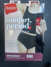 Hanes Women's Comfort, Period Super Absorbency Hipsters - Size 6/M - New 3 PRs