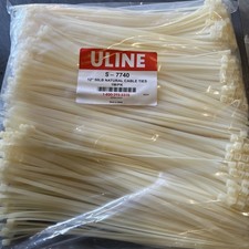 Uline S-7740 12" Natural Nylon Cable Ties 50lb Tensile Strength 1000 Pack New