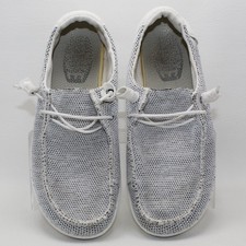 Hey Dude Wendy Sox Stone White Knit Slip On Loafers Shoes 40078-1KA Womens 7