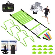Agility Ladder, Agility Speed Training Set, 20ft 12 Rung Agility Ladder, 4 Ag...