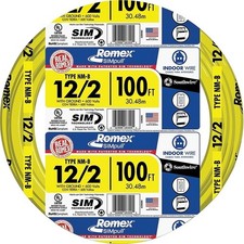 Romex 12/2NM-WGX100 Building Wire, 12 AWG Wire, 2 -Conductor, 100 ft L, Copper C
