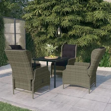 Garden Dining Set Brown PE Rattan, Powder-coated steel, Glass