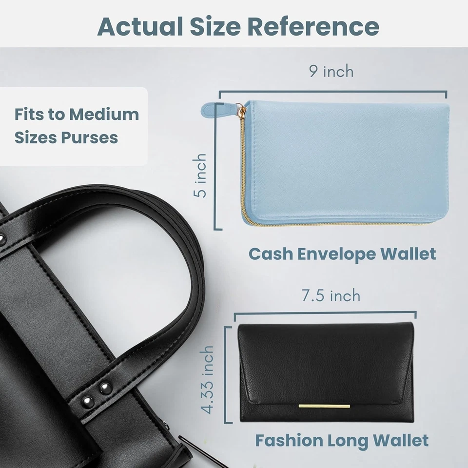 Leather Zipper Wallet with Cash Envelopes Monthly Budget Cards For Financial ... - Image 4 of 4