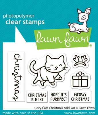 Lawn Fawn, clear stamp, cozy cats christmas add-on