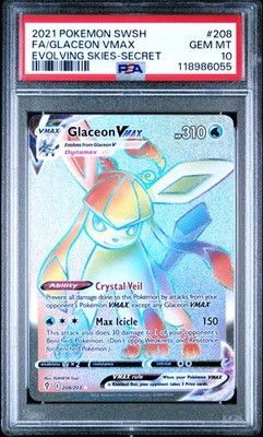 Glaceon VMAX PSA 10 English Pokemon Card 208/203 Evolving Skies