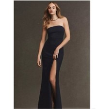 BHLDN Dress Adalynn Strapless Stretch Crepe Maxi Gown in Navy