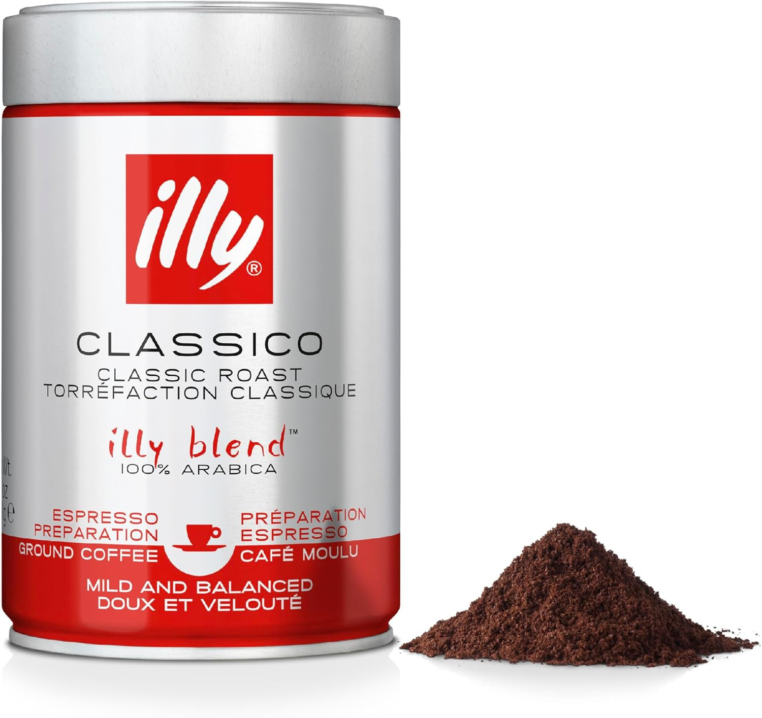 illy Classico Ground Coffee, Medium Roast, 100% Arabica, Suitable for Espresso,