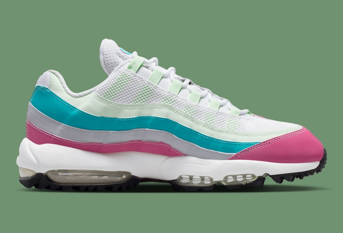 Nike Air Max 95g ホワイト/ピンク/ブルー Nike Air Max 95 G Golf Fierney Peony Volt Tint Dusty Cactus HV4696
