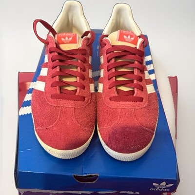 adidas Gazelle Men s Red White Suede Low Top Lace Up Sneakers Size 7.5