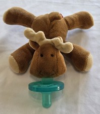 Wubbanub Moose Plush Animal Pacifier Holder Baby Lovey Comfort