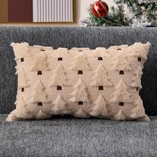 Christmas Lumbar Pillow Cover 12x20 Christmas 20" x 12" Pack of 1 Beige