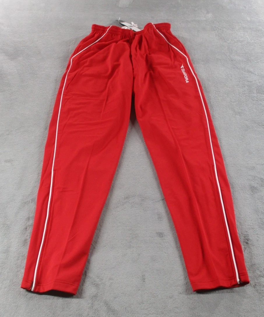 Diadora Mens Red White Elastic Waist Zipper Hem Pull On Track Pants Large NWT