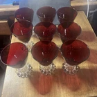 Set of 9 Vintage Anchor Hocking Berwick Boopie Ruby Red Cordial Glasses