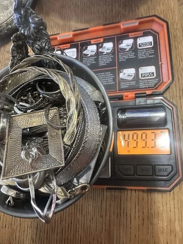 ESTATE STERLING SILVER RING SPOON PENDANT 499g JEWELRY SCRAP & RESELL LOT 3