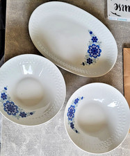 Mitterteich Bavaria 60er Jahre - Weiß Blau Blume, 4 teiliges Set, siehe Fotos