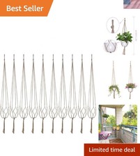 Versatile 10-Piece Plant Hanger Set   40'' Jute Hangers for Indoor/Outdoor