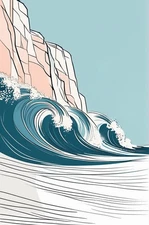 Minimalist Landscape Ocean Cliff Canvas Wall Art Picture