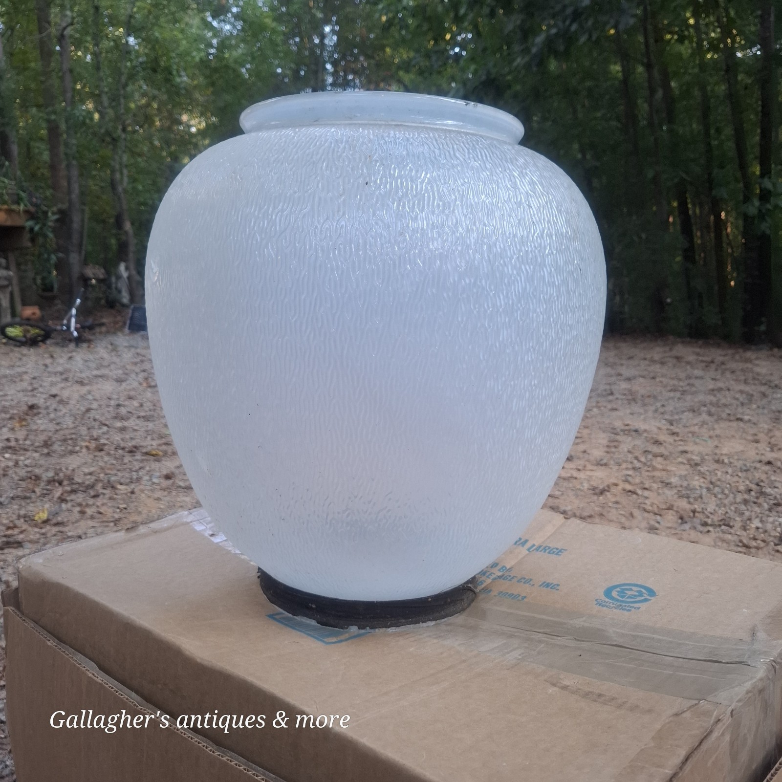 Large Original Antique Vintage Glass Globe Street Light / Lamp shade - Art Deco 