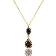 Black Onyx CZ 18K Gold Plated 925 Sterling Silver Pendant Necklace Jewelry