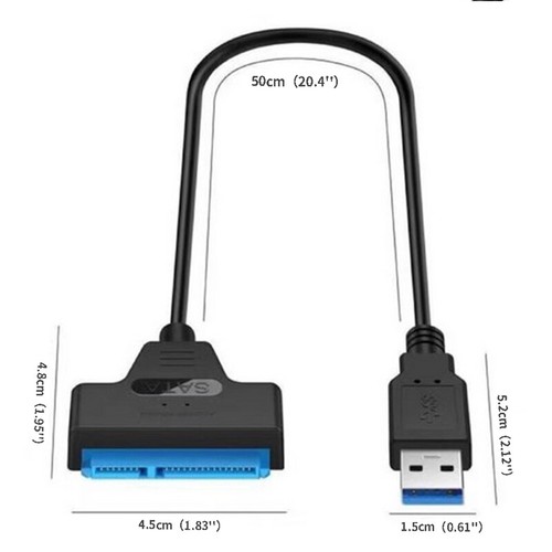 USB 3.0 to SATA 2.5" External Hard Disk Drive Adapter Reader For SSD HDD Cable - Photo 3/7