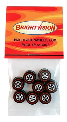 8 Brightvision Redline Wheels   8 Large US Dull Chrome Bearing Style Wheels