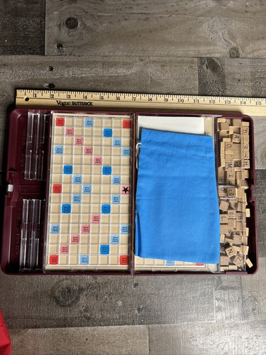 Scrabble Crossword Game Travel Edition 1978 Red Plastic Case Complete - Picture 13 of 16