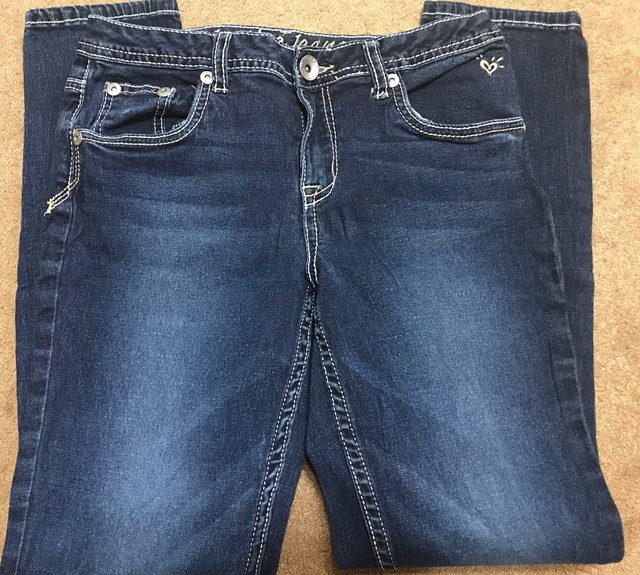 Justice Jeans Girls Size 12.5 Measure 29 X 28 Straight Leg Heavy Thread