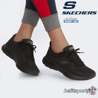 SKECHERS WOMENS BLACK SHOES LADIES MEMORY FOAM WORK GYM WALKING SKETCHER TRAINER