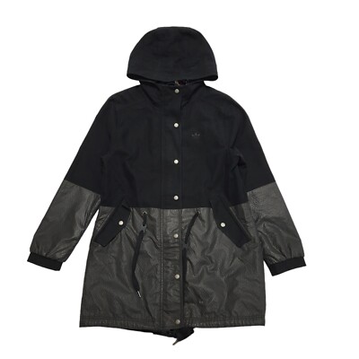 Adidas Sukajan Black Grey Zip Snap Hooded Sports Jacket UK Women's 14  BB904 UK