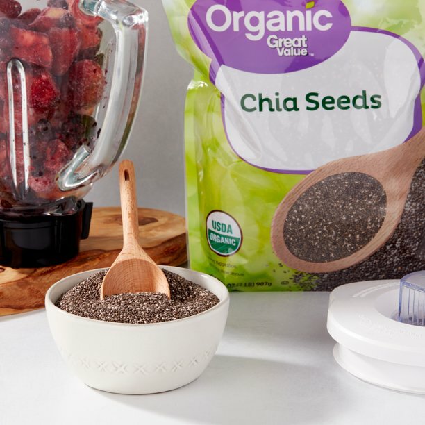 Great Value Organic Chia Seeds - 32 Oz (907g) Bulk Bag, USDA Organic, Gluten-Free, Pantry Staple