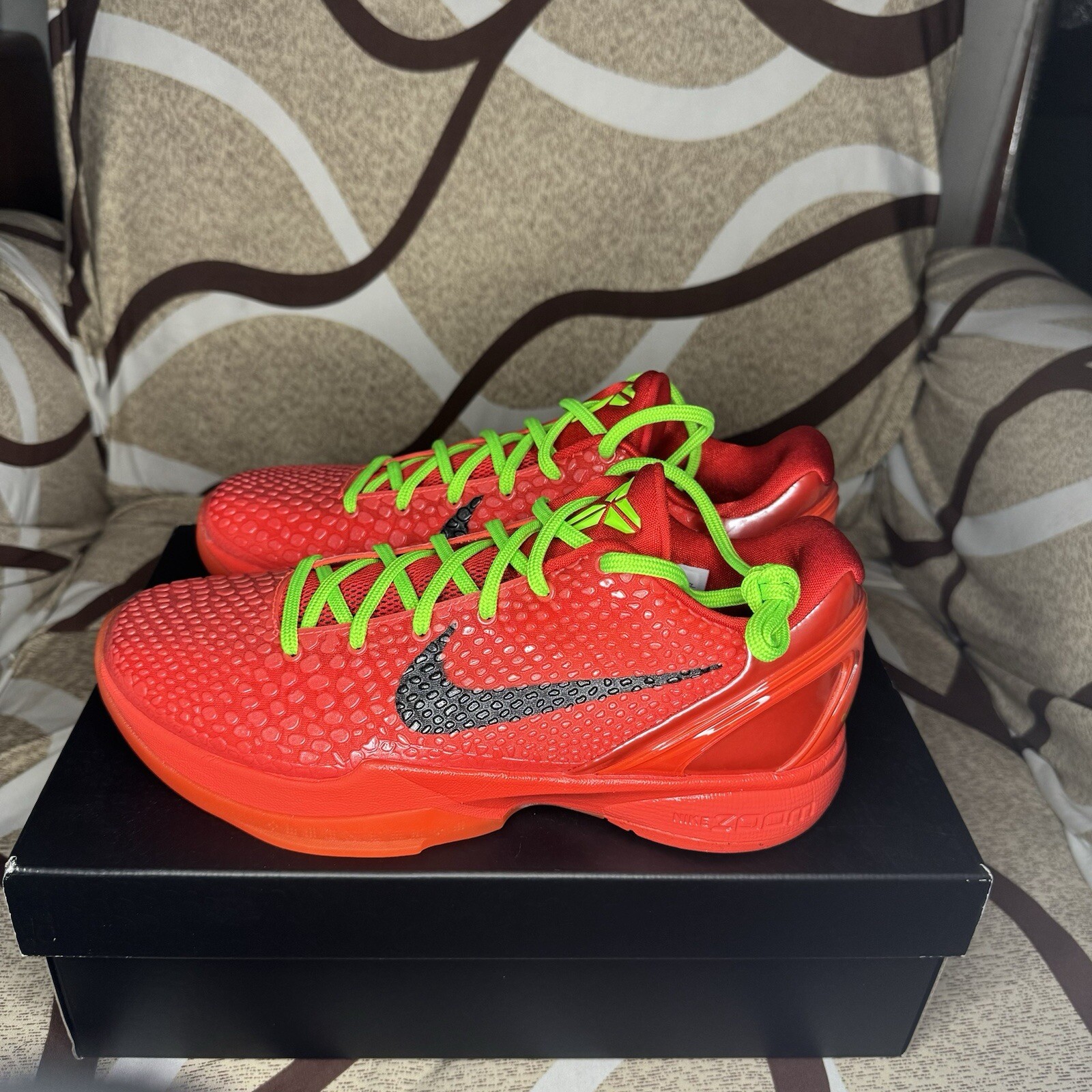 NIKE KOBE 6 PROTRO REVERSE GRINCH 2023 FV4921-600 BRIGHT CRIMSON BLACK Red Sz 8
