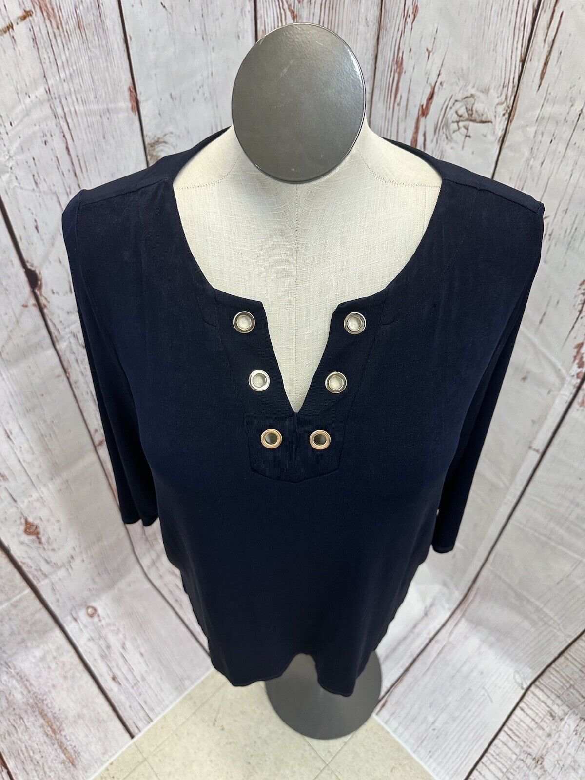 Travelers by Chico’s Navy Gold Accent Top size 3 … - image 2