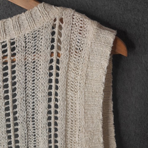 SERAFINA Womens boho open knit vest Size 8 cream fabric fringing festival casual - Picture 11 of 16