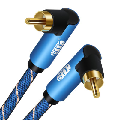 EMK Right Angle Coaxial Audio Cable RCA to RCA Cable for Speaker Subwoofer Cable