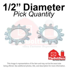 1/2" External Tooth Star Lock Washer Low Carbon Steel Zinc Plated(Pick Quantity)
