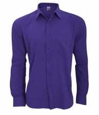 Henbury Men's Wicking Anti-bacterial Long Sleeve Shirt Size SMALL Purple