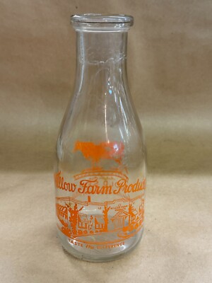 Vintage Round 1 QT Willow Farm Products Gold Seal Selected Guernsey Milk Bottle