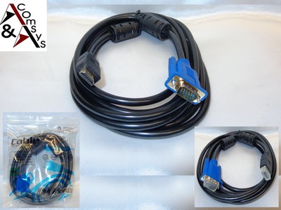3m Premium Kabel HDMI auf VGA TV SVGA Monitor LCD Full HD HDTV 1080p Gold Ferrit
