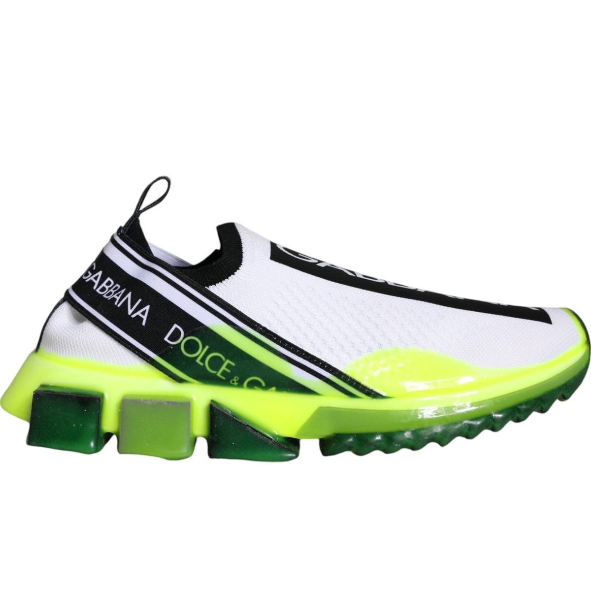 DOLCE & GABBANA Shoes White Yellow Slip On Sorrento Sneakers R-37