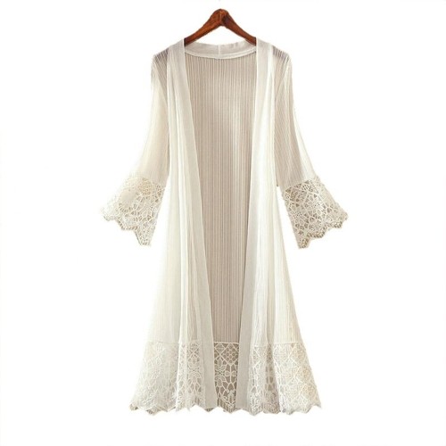 Women Lace Mesh Cardigan Top See 
