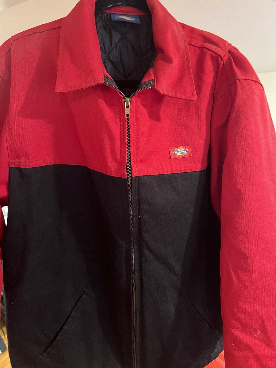 Vintage Dickies Work Jacket Black Red LARGE 90s Two Tone