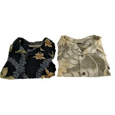 Lot of 2 Tommy Bahama Mens Shirts XL 100 Silk Hawaiian Floral Camp Beach