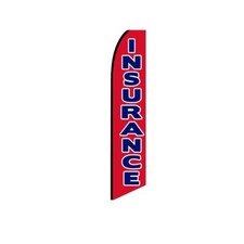 Insurance Red Swooper Flutter Feather Flag  3ft W x 11.5ft Tall