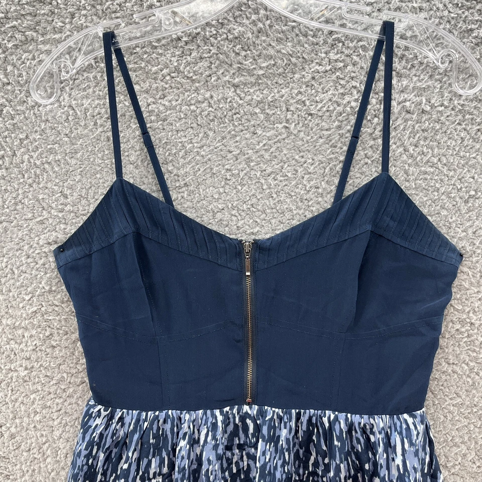 Vestido Moulinette Soeurs Para Mujer 4 Azul Marino Seda Cremallera Frontal Cintura Imperio Solero Foto 2 de 4