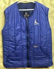 L Vintage SNOWGOOSE TISO SCOTLAND Quilted Insulated WALKING VEST Navy Blue VEGAN