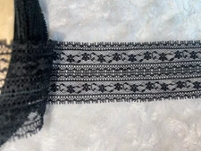 10 yards black poly non stretch sewing lace trim floral design 2” wide