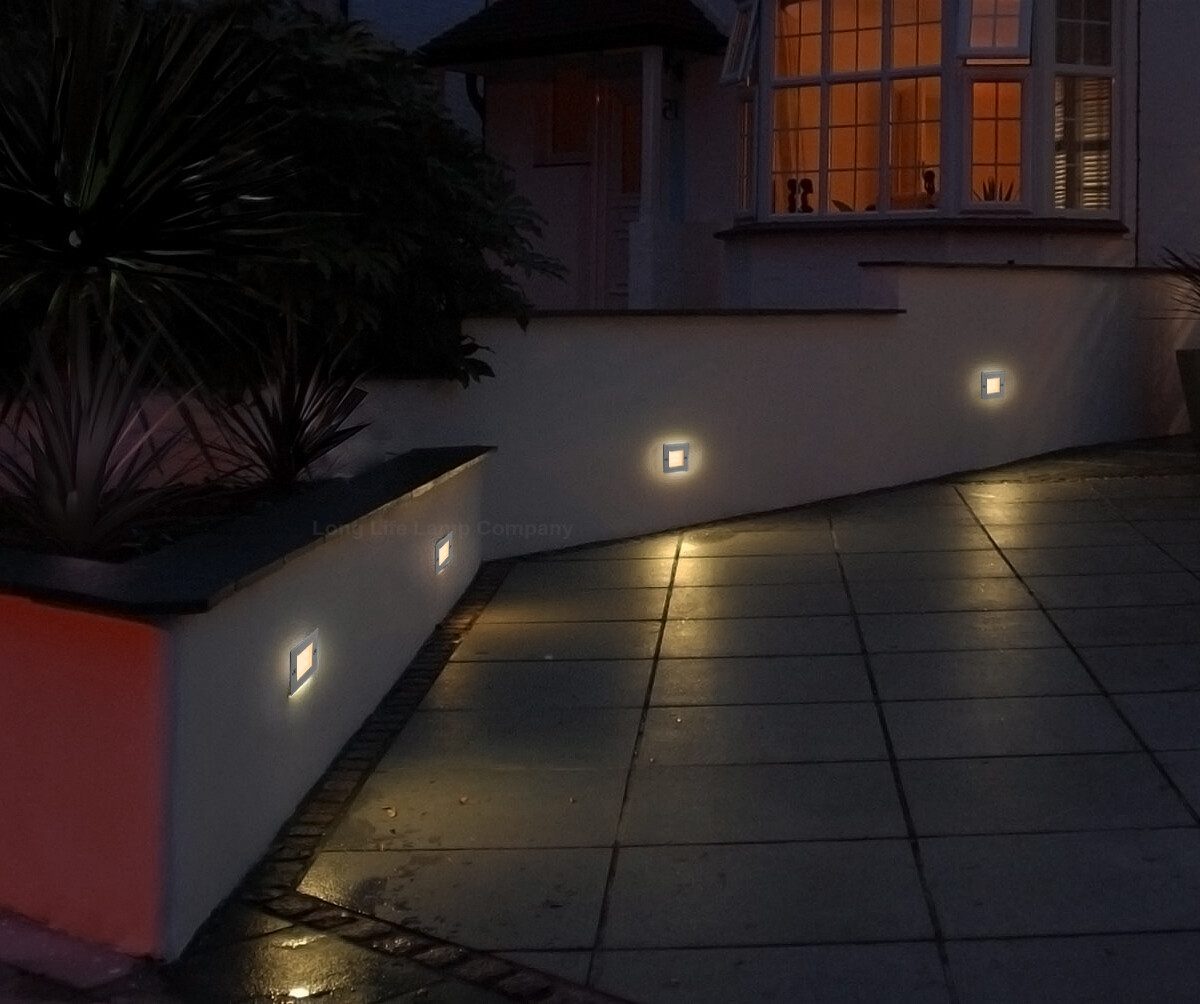 Mini LED Brick Light Outdoor Step Wall Light 70mm Square IP54 Cool or